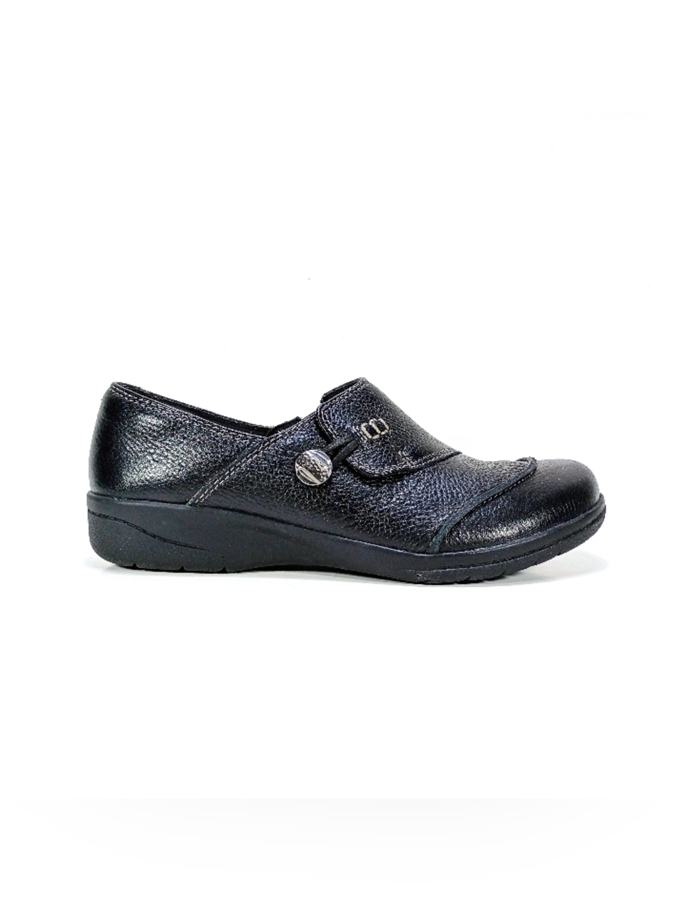 Clarks Collection Cheyn Misha Womens 7.5 Black Leather Slip On Loafers